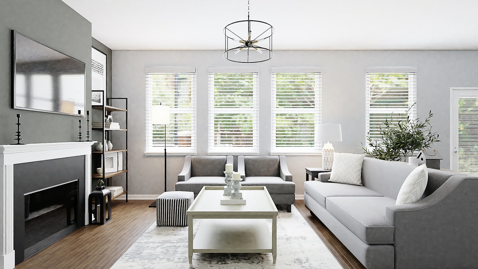 A thoughtfully decorated living room mixing an investment sofa with budget-friendly accessories and art